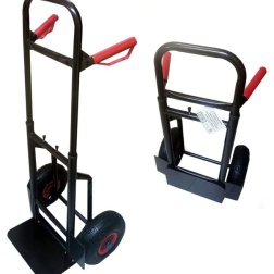 Carrello Nero Portapacchi Portacasse Acciaio Estensibile con Ruote Pneumatiche Base di Sollevamento Pieghevole, Portata 200kg